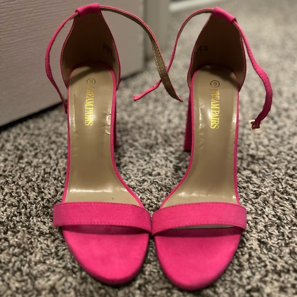 DREAM PAIRS Women's Hi-Chunk Pink High Heel Pump Sandals - Picture 2 of 5